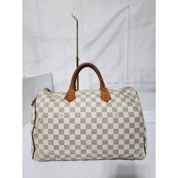 SOLD***Authentic LOUIS VUITTON Damier Azur Speedy 35 Hand Bag Brown/Cream - Picture 16 of 16